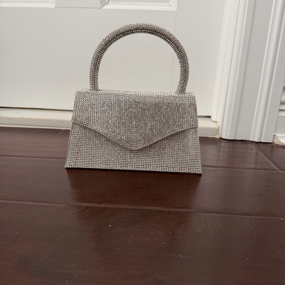 Mini Silver Evening Bag / Top Handle Handbag